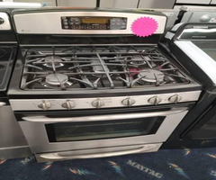 GE profile 5 Burner Stainless Steel Gas Range Excellent Condition With Warranty